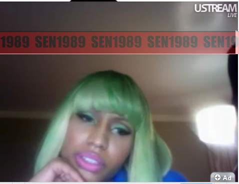 After the show Nicki headed back to her hotel and got on Ustream, 